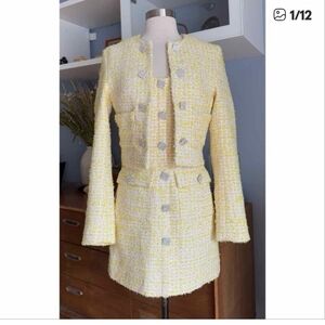 ROTATE Birger Christensen Boucle Jacket & Dress Suit w/ Jewel Buttons Size 32